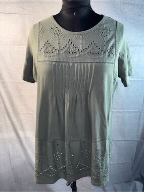 1967-Woman Within Olive Eyelet Pintuck Tunic